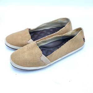 Reef "Summer" Boho Jute Burlap & Canvas Flats Slip On Loafers Sz 7 Cushy Insoles